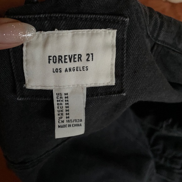 faded black denim jacket with patches from Forever 21 - Picture 3 of 3